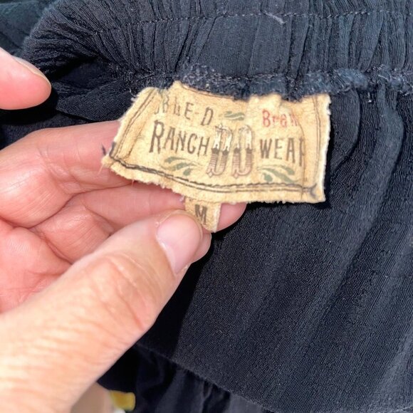 Double D Ranch Maxi Skirt Womens Size Medium M Vintage Tiered Embroidered Black - Picture 4 of 9